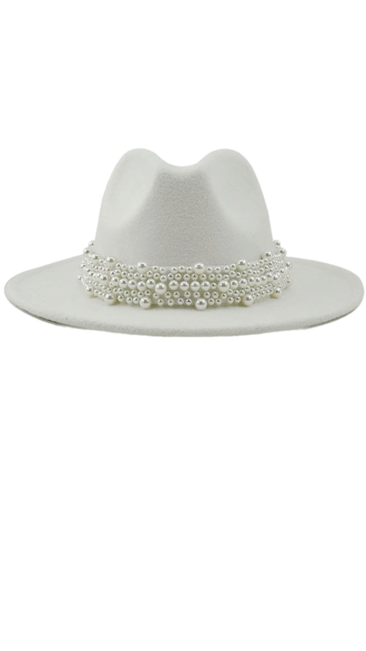 British Style Wool Jazz Hat – Pearl Top