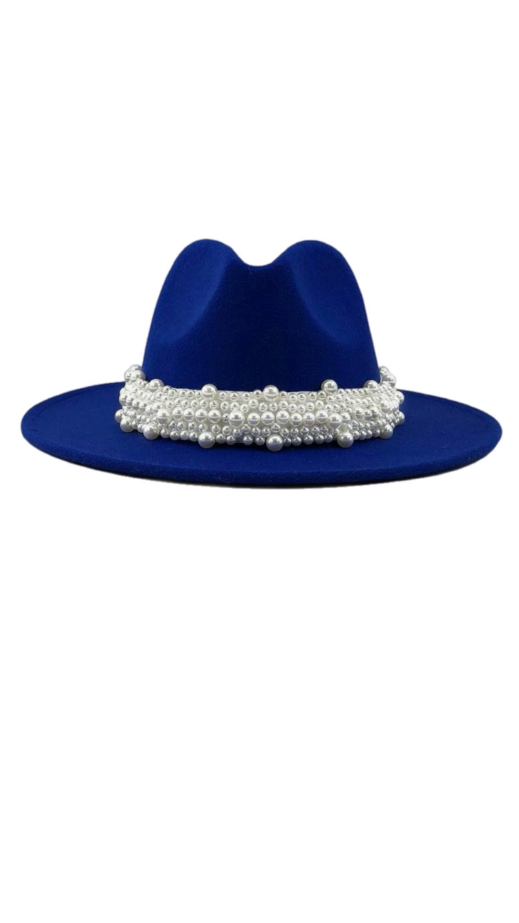British Style Wool Jazz Hat – Pearl Top