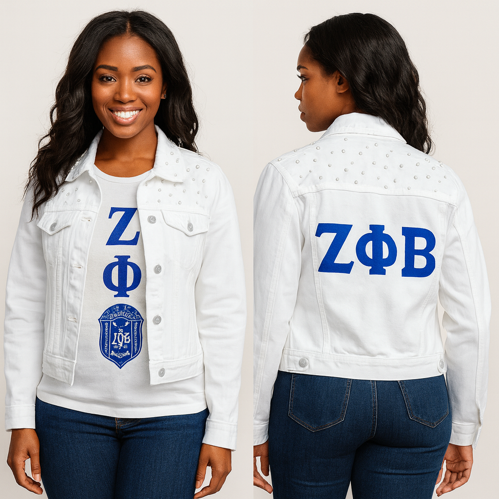 🤍 PHIner in Pearls Denim Jacket – White Luxe Edition