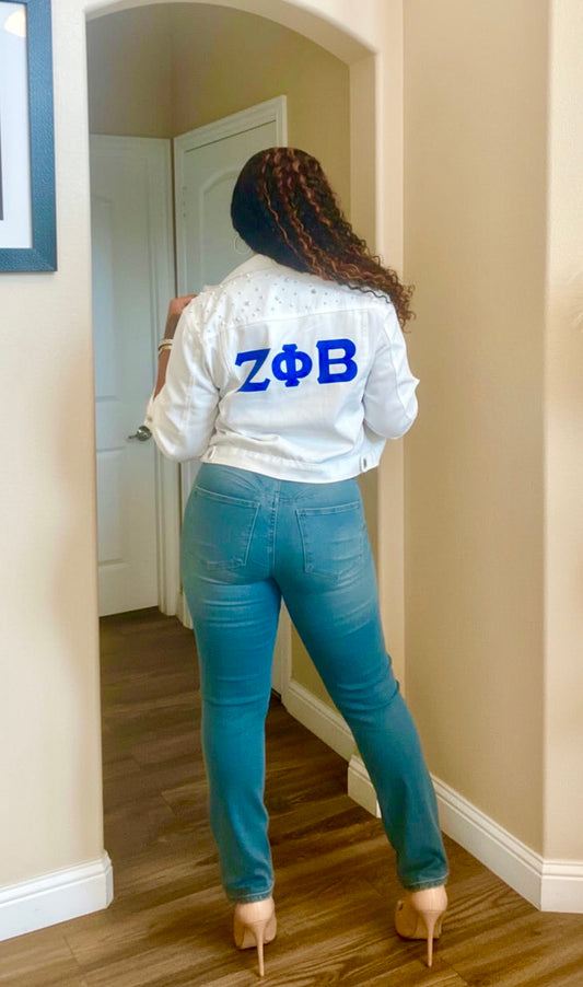 🤍 PHIner in Pearls Denim Jacket – White Luxe Edition