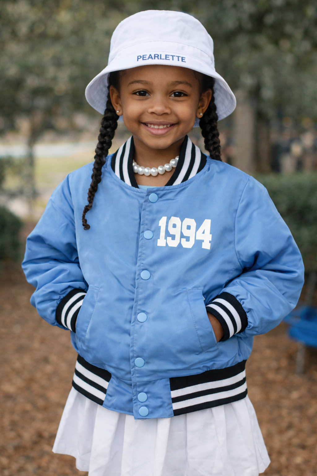 Pearled Promise Varsity Jacket