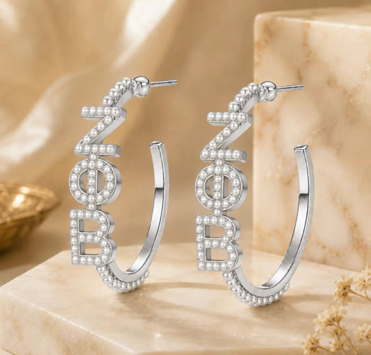 ZΦB Pearl Statement Hoops