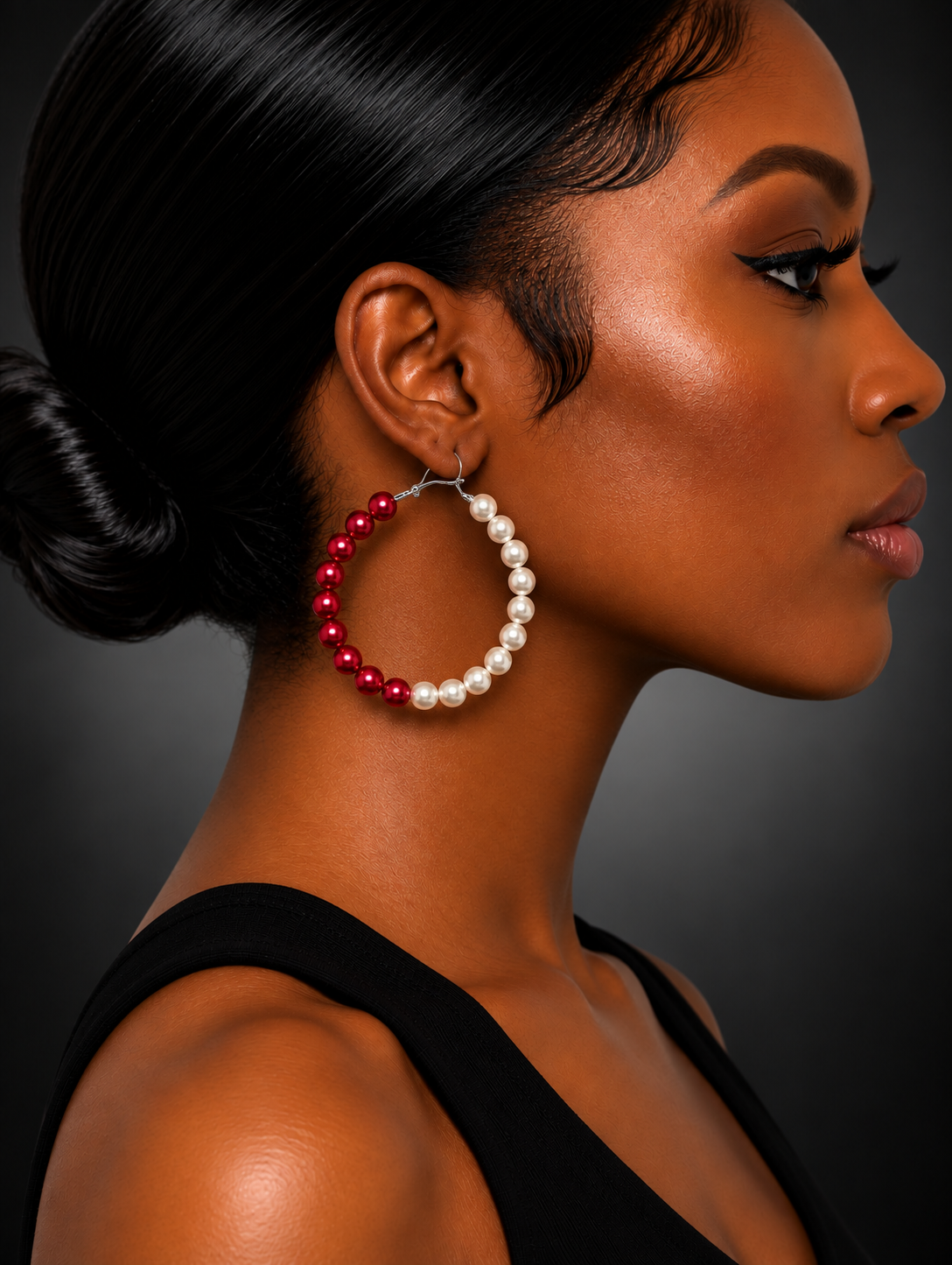 Crimson & Pearl Hoops
